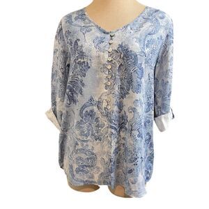 Soft Surroundings Sardinia Tencel Damask Top Size Small